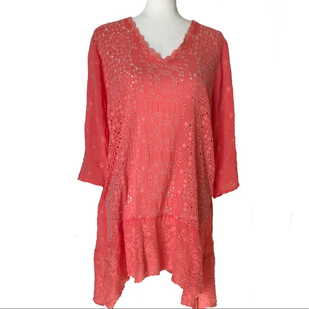 Johnny Was eyelet embroidered tunic